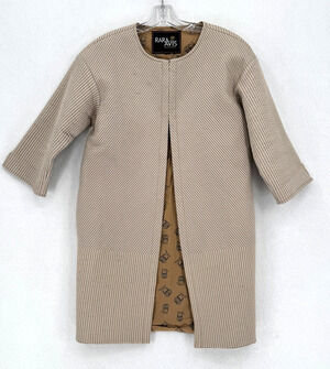 Rara Avis Iris Apfel Beige Diagonal Quilted Owl Pattern 3/4 Sleeve Overcoat